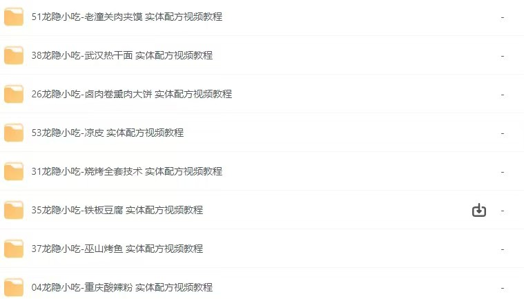 《龙隐小吃街小吃教程大全》[视频教学美食做法][56.8GB][价值上千]-掘金谷